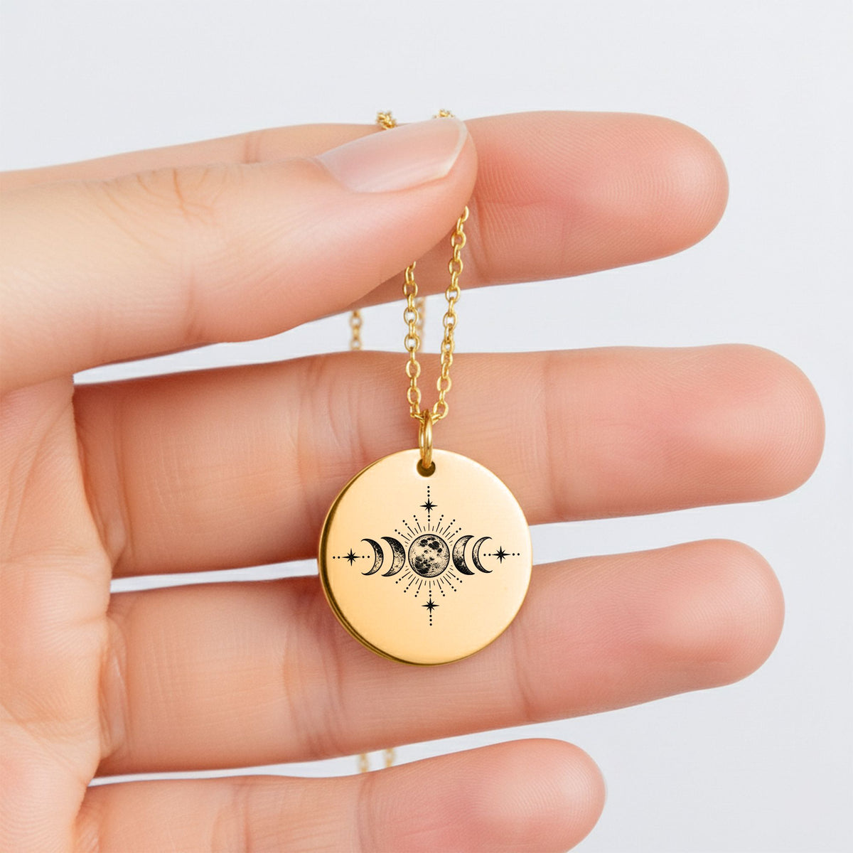 Still Becoming — Moon Phase Necklace  Upload Your Own Design