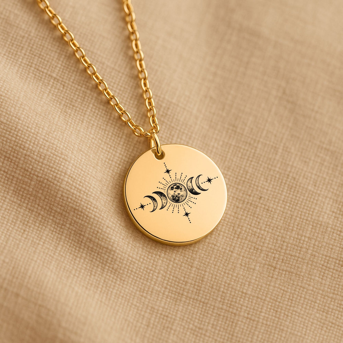 Still Becoming — Moon Phase Necklace  Upload Your Own Design