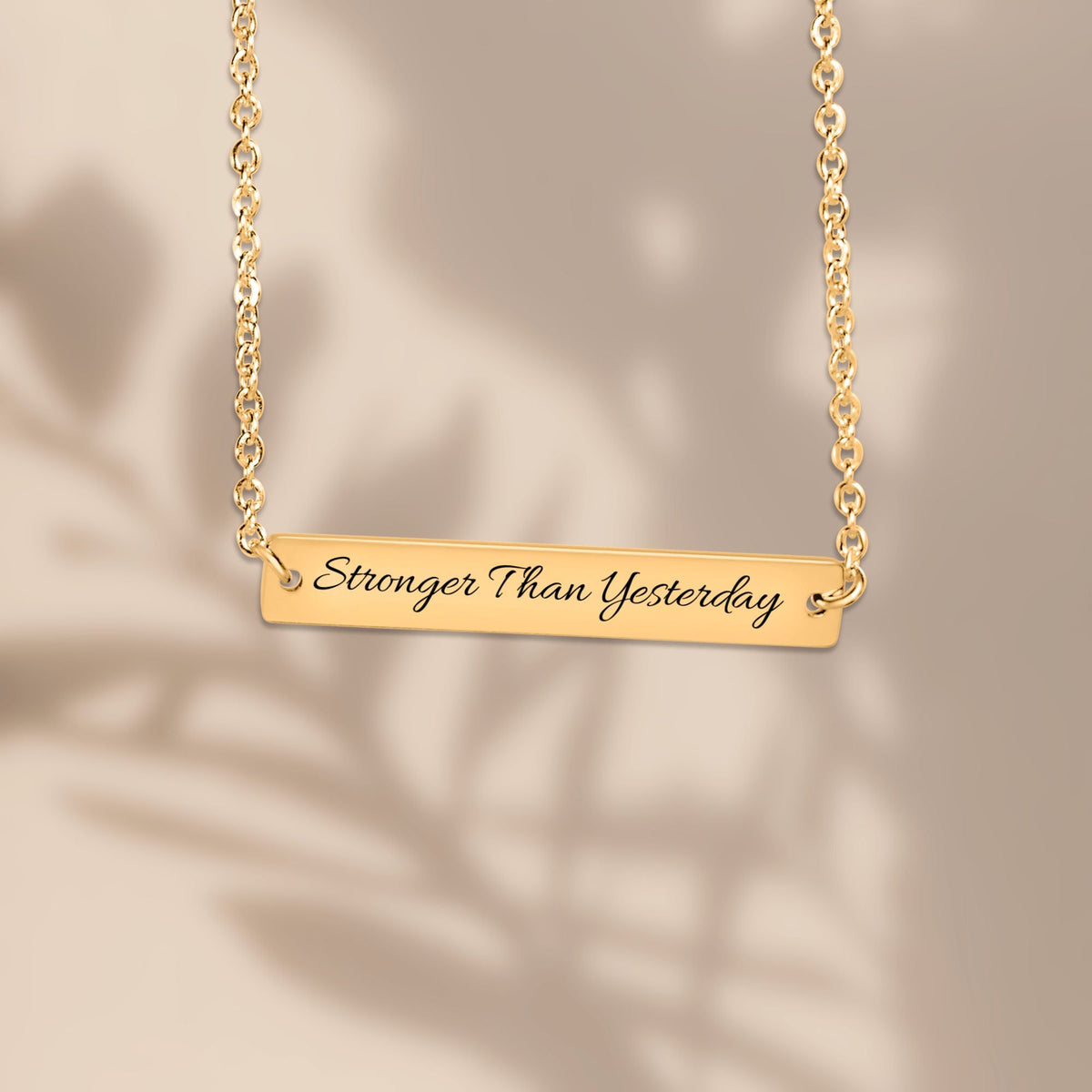 Stronger Than Yesterday — Engraved Bar Necklace  Upload Your Own Design