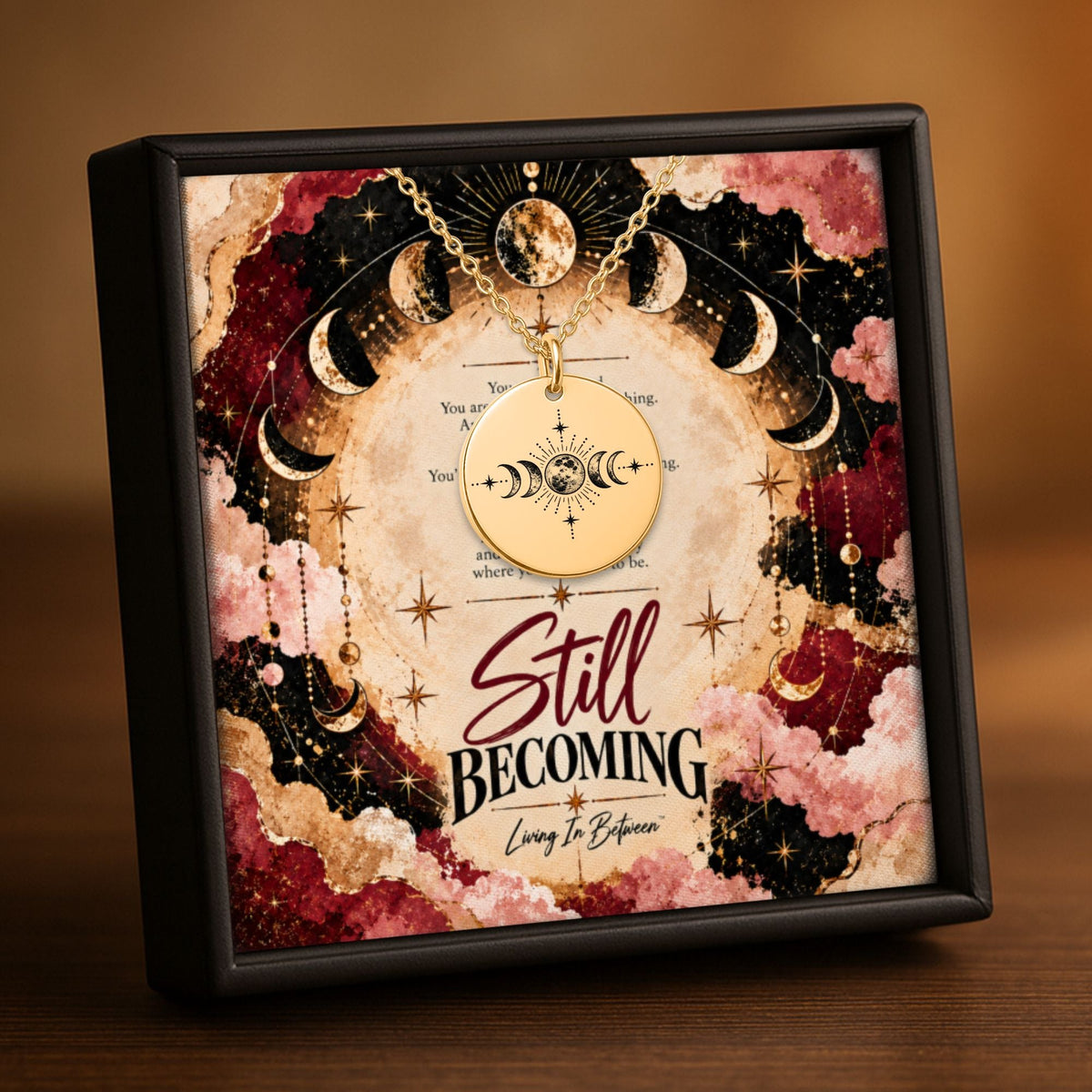 Still Becoming — Moon Phase Necklace  Upload Your Own Design