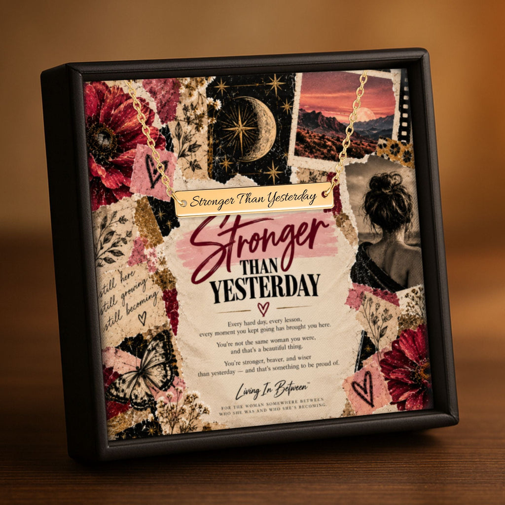 Stronger Than Yesterday — Engraved Bar Necklace  Upload Your Own Design